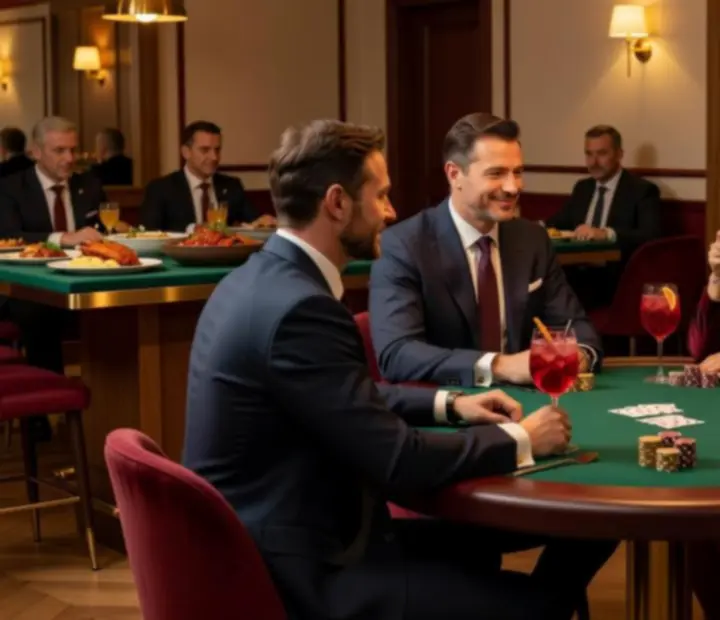 Felelős pókerjáték elegáns éttermi környezetben